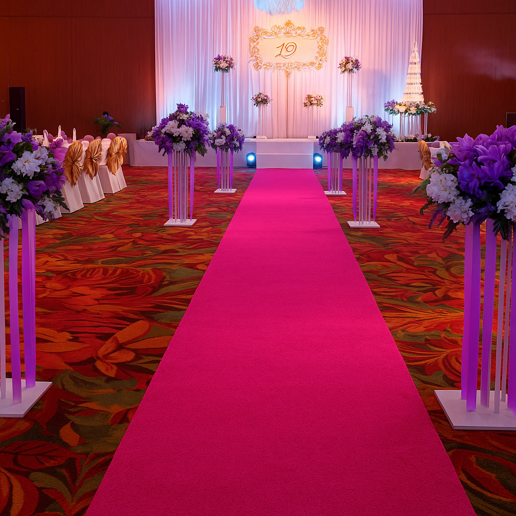 Event- & Hochzeitsteppich – Pink | 1–2 m Breite – Premium Velours Bfl-S1