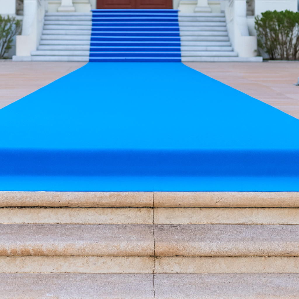 VETO Sky Blue – Event- & Hochzeitsteppich | Premium Velour Bfl-S1