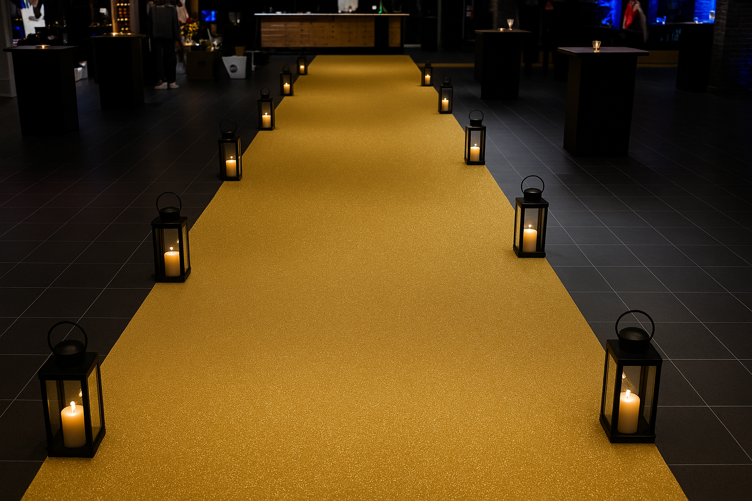 VETO EXPOGLITTER Gold – Glitzernder Eventteppich | Flachfilz, Bfl-s1